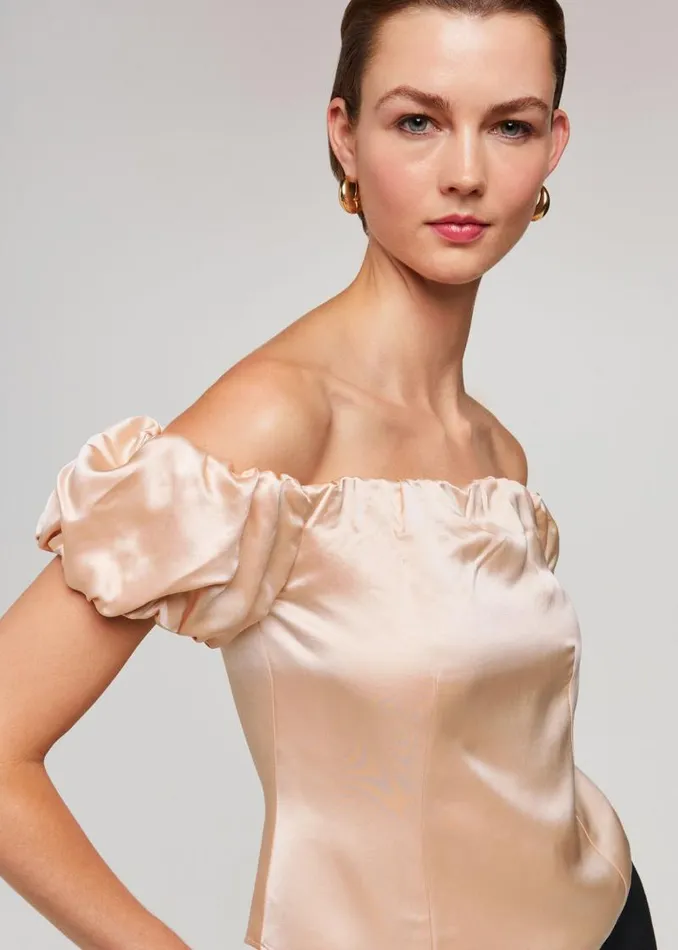 Whistles Tops Champagne Julia Bardot Frill Sleeve Top 8211 Women