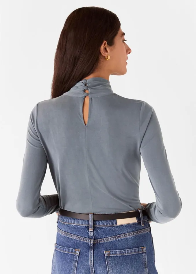 Whistles Tops Grey Drape Neck Jersey Top 8211 Women