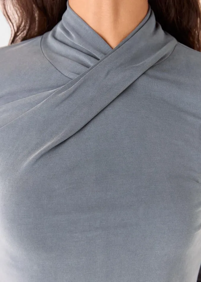 Whistles Tops Grey Drape Neck Jersey Top 8211 Women