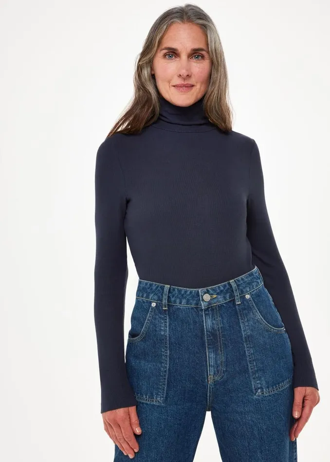 Whistles Tops Navy Essential Ribbed Turtleneck 8211 Women