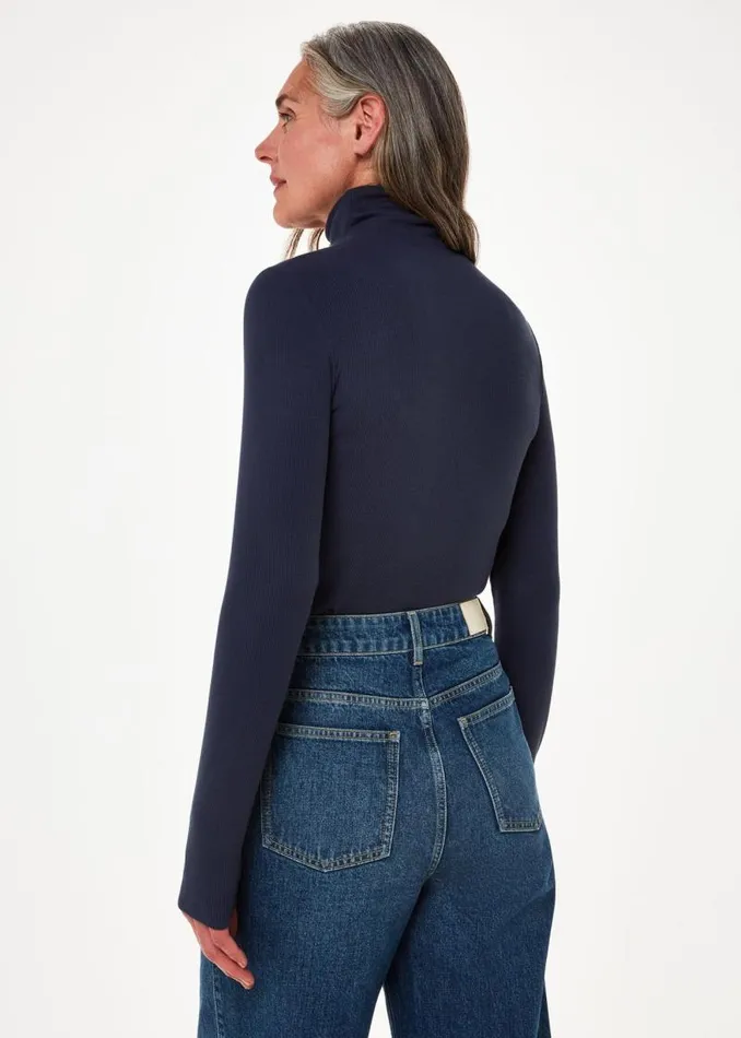 Whistles Tops Navy Essential Ribbed Turtleneck 8211 Women