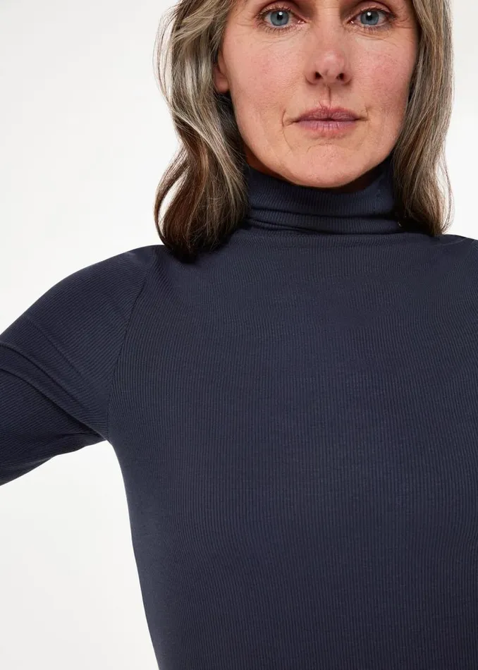 Whistles Tops Navy Essential Ribbed Turtleneck 8211 Women