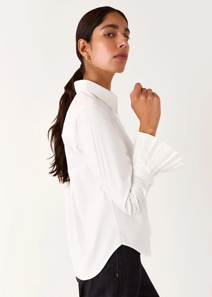 Whistles Tops White Marcy Pleated Cuff Shirt 8211 Women