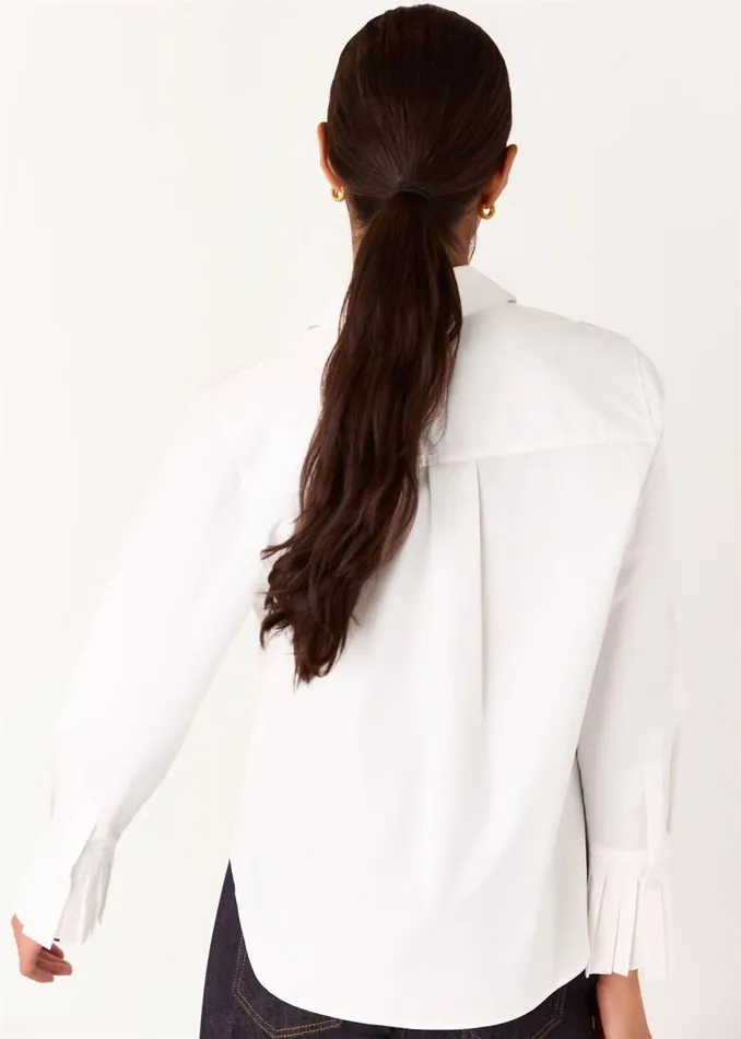 Whistles Tops White Marcy Pleated Cuff Shirt 8211 Women
