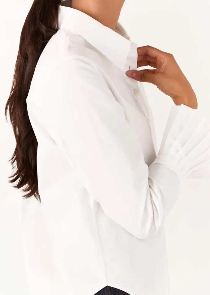 Whistles Tops White Marcy Pleated Cuff Shirt 8211 Women