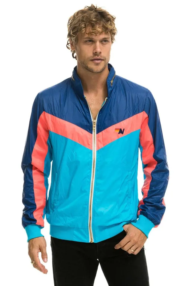 Windbreaker Jacket Neon Blue Men Aviator Nation Wind Breakers
