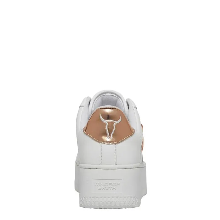 Windsor Smith Platform Sneakers Women RICH WHITE LEATHER ROSE GOLD METALLIC SNEAKERS Windsor Smith Platform Sneakers Women RICH WHITE LEATHER ROSE GOLD METALLIC SNEAKERS