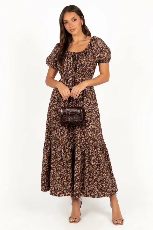 Winter Dresses Juliana Maxi Dress Plum Floral 8211 Petal and Pup Women