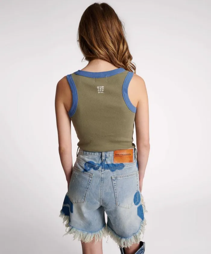 Women 2 TONE EQUIPMENT TANK One Teaspoon Tops Women 2 TONE EQUIPMENT TANK One Teaspoon Tops