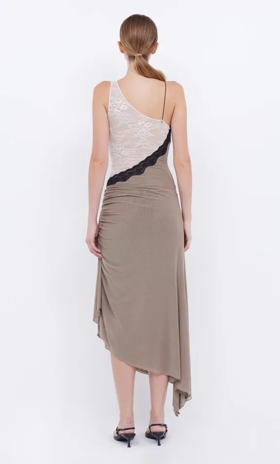 Women ABRIELLE ASYM MIDI DRESS 8211 TAUPEIVORY Bec Bridge Midi Dresses