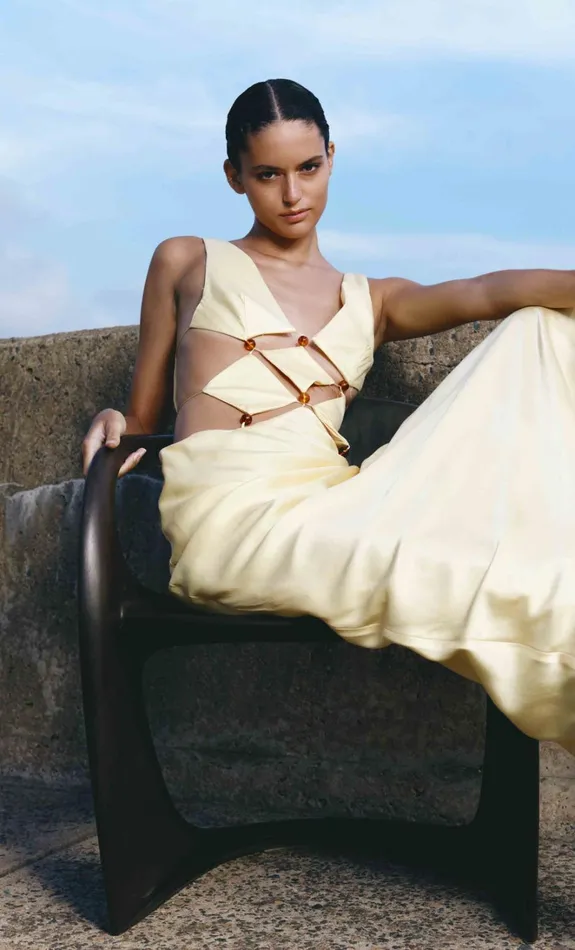 Women AGATHE DIAMOND DRESS 8211 BUTTER YELLOW Bec Bridge Maxi Dresses