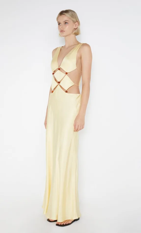 Women AGATHE DIAMOND DRESS 8211 BUTTER YELLOW Bec Bridge Maxi Dresses