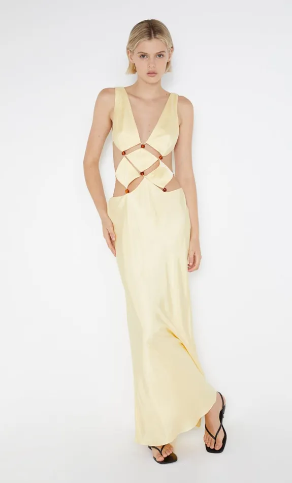 Women AGATHE DIAMOND DRESS 8211 BUTTER YELLOW Bec Bridge Maxi Dresses