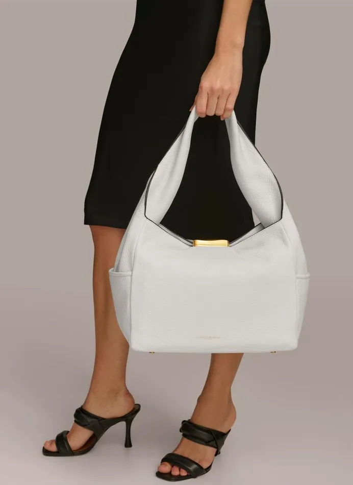 Women AMAGANSETT SHOULDER BAG Brilliant White Donna Karan New York Shoulder And Hobo Bags Women AMAGANSETT SHOULDER BAG Brilliant White Donna Karan New York Shoulder And Hobo Bags