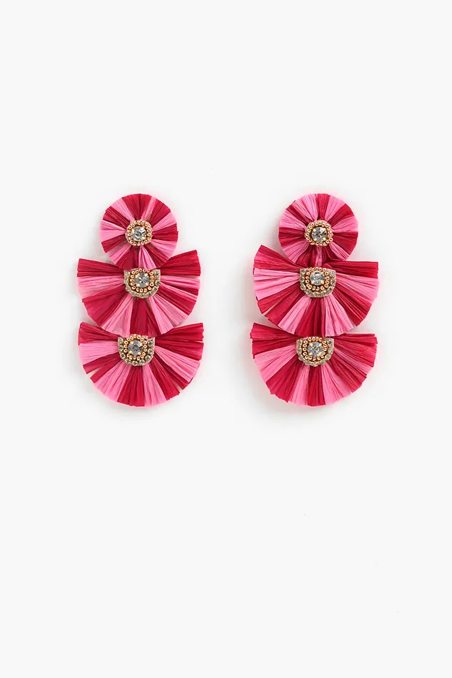 Women America and Beyond Pink Raffia Earrings Jewelry