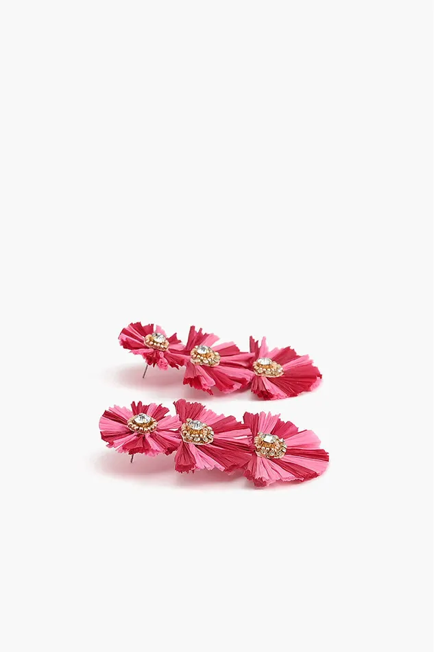 Women America and Beyond Pink Raffia Earrings Jewelry