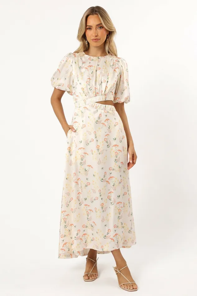 Women Aminah Puff Sleeve Dress Yellow Floral Floral Dresses Petal and Pup