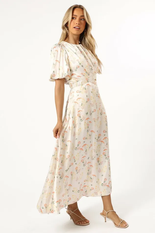 Women Aminah Puff Sleeve Dress Yellow Floral Floral Dresses Petal and Pup