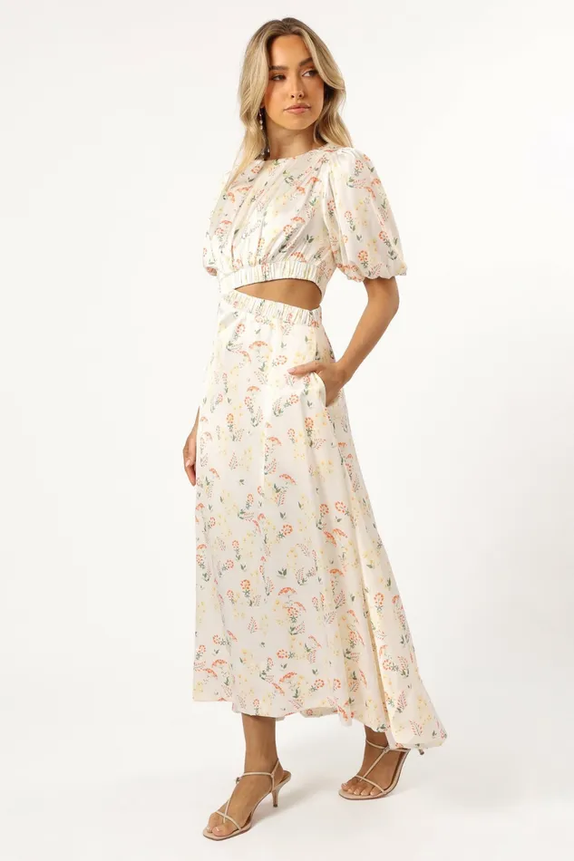 Women Aminah Puff Sleeve Dress Yellow Floral Floral Dresses Petal and Pup