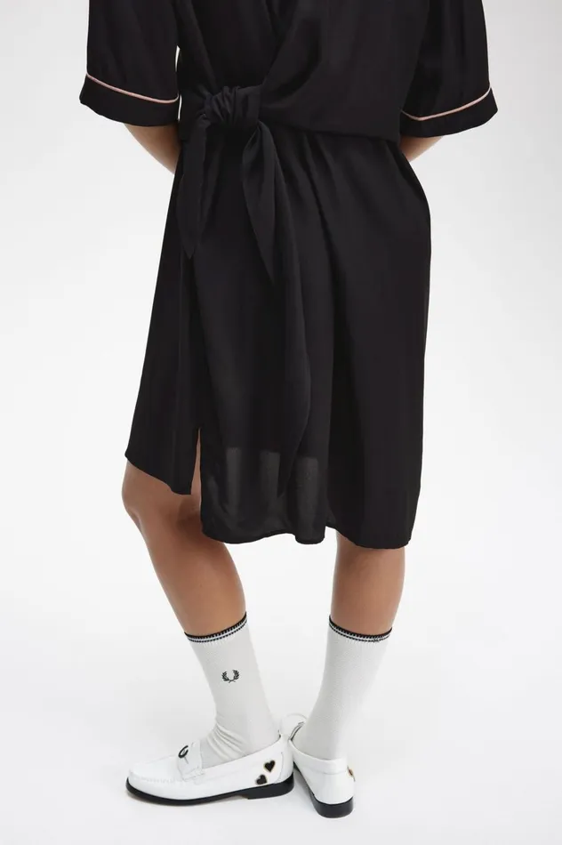 Women Amy Winehouse FoundationBowling Shirt Dress Black Fred Perry Dresses