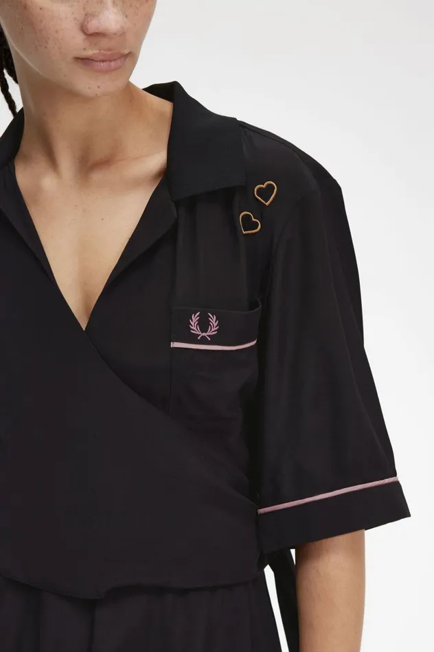 Women Amy Winehouse FoundationBowling Shirt Dress Black Fred Perry Dresses