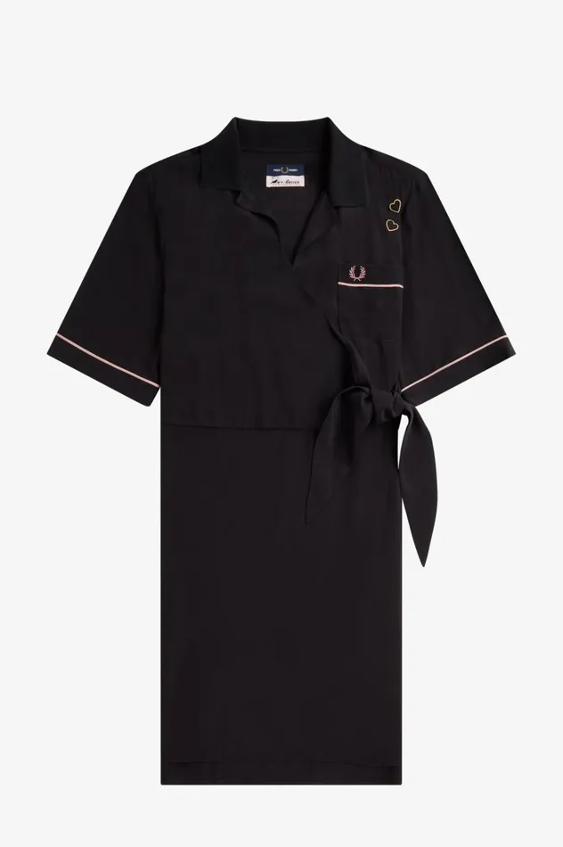 Women Amy Winehouse FoundationBowling Shirt Dress Black Fred Perry Dresses