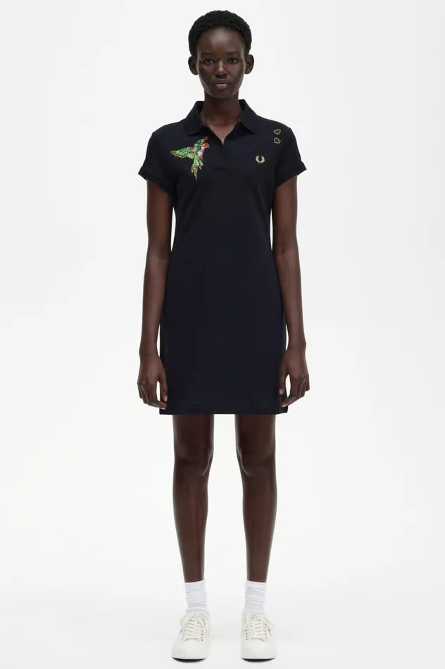 Women Amy Winehouse FoundationEmbroidered Piqu Dress Black Fred Perry Dresses Women Amy Winehouse FoundationEmbroidered Piqu Dress Black Fred Perry Dresses