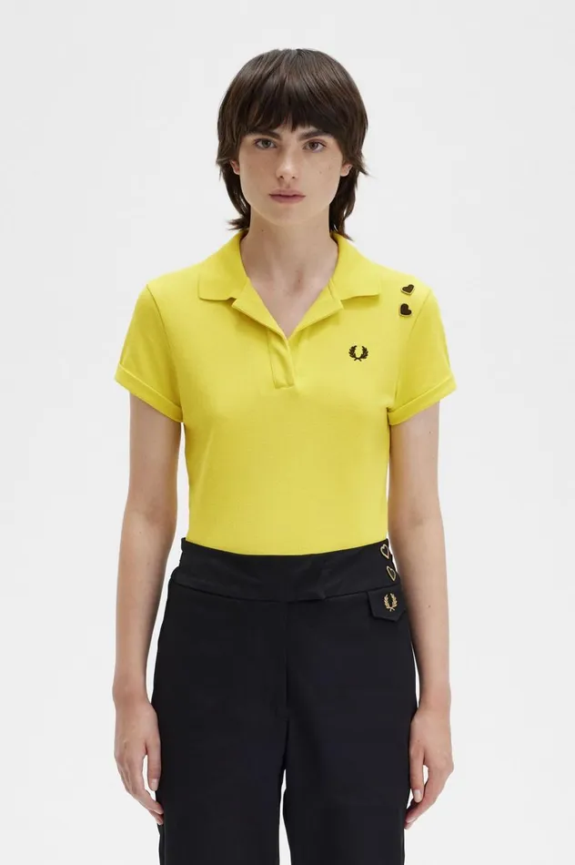 Women Amy Winehouse FoundationOpen Collar Piqu Shirt Yellow Pop Fred Perry Polo Shirts Women Amy Winehouse FoundationOpen Collar Piqu Shirt Yellow Pop Fred Perry Polo Shirts
