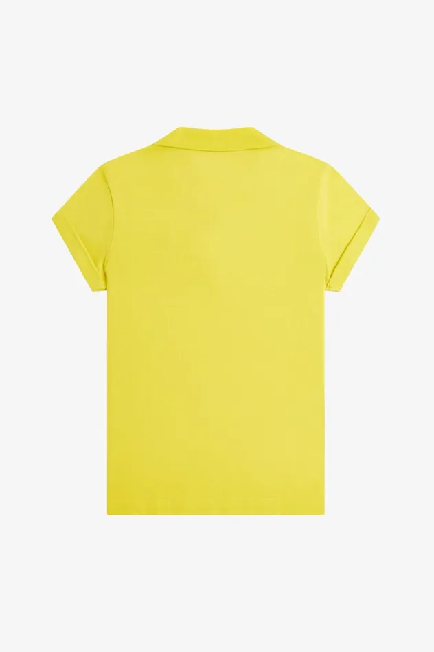 Women Amy Winehouse FoundationOpen Collar Piqu Shirt Yellow Pop Fred Perry Polo Shirts