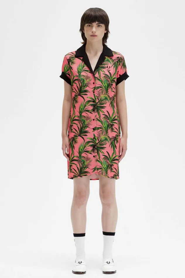 Women Amy Winehouse FoundationPalm Print Shirt Dress Coral Heat Fred Perry Dresses Women Amy Winehouse FoundationPalm Print Shirt Dress Coral Heat Fred Perry Dresses