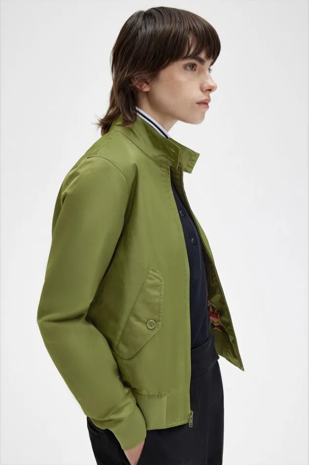 Women Amy Winehouse FoundationPrinted Lining ZipThrough Jacket Parka Green Fred Perry Coats and Jackets