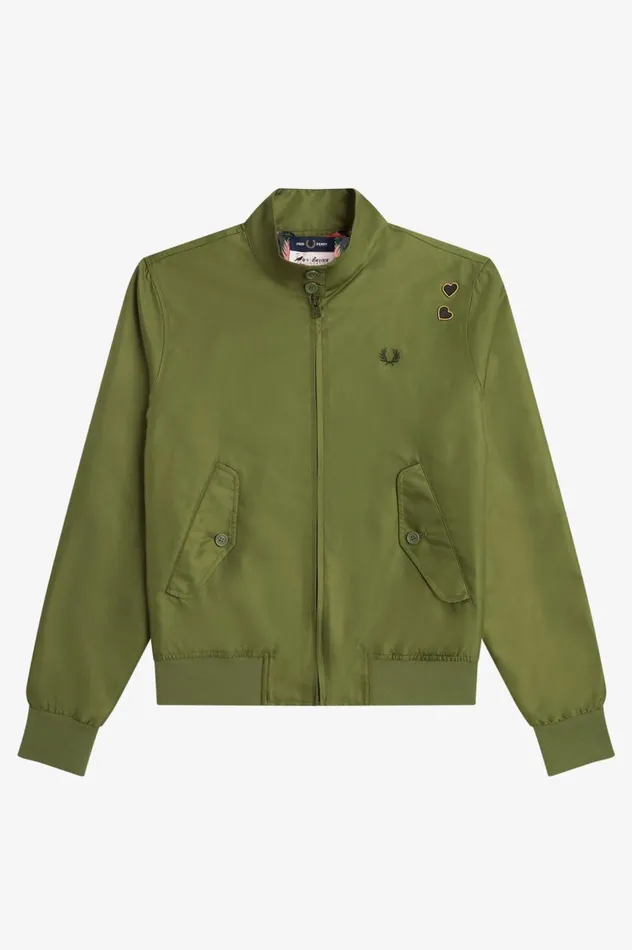 Women Amy Winehouse FoundationPrinted Lining ZipThrough Jacket Parka Green Fred Perry Coats and Jackets