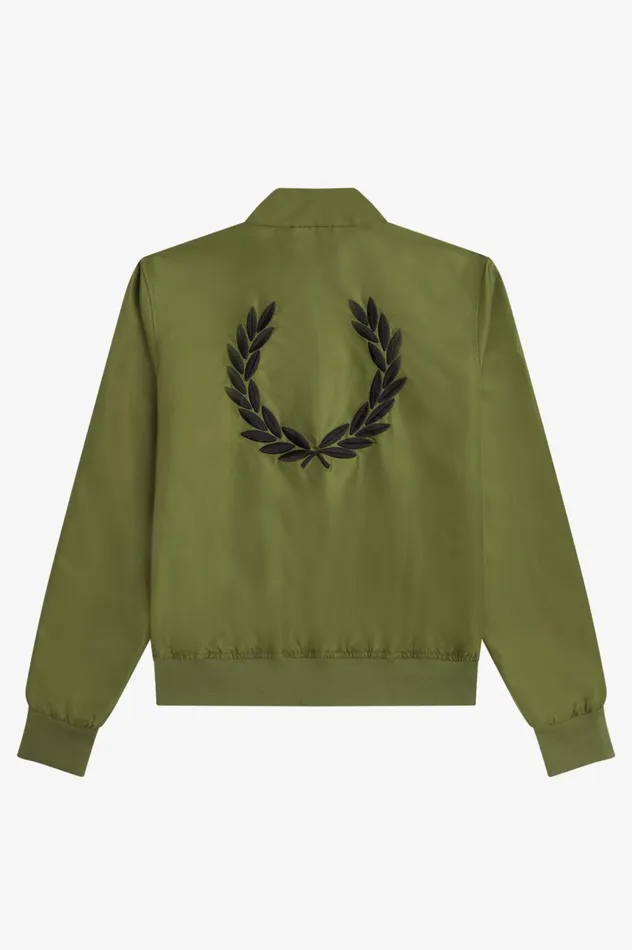 Women Amy Winehouse FoundationPrinted Lining ZipThrough Jacket Parka Green Fred Perry Coats and Jackets