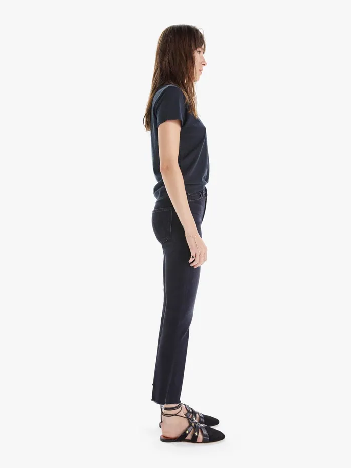 Women Ankle Mother Denim High Waisted Rascal Ankle Snip Black