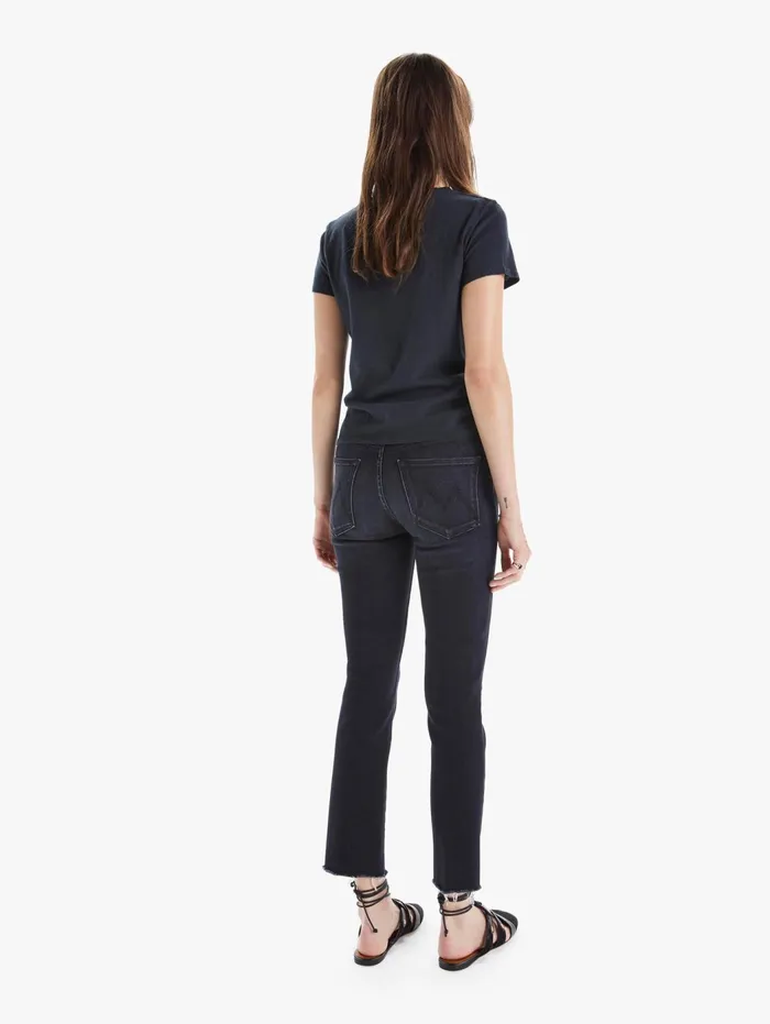 Women Ankle Mother Denim High Waisted Rascal Ankle Snip Black