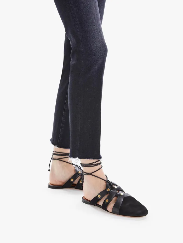 Women Ankle Mother Denim High Waisted Rascal Ankle Snip Black