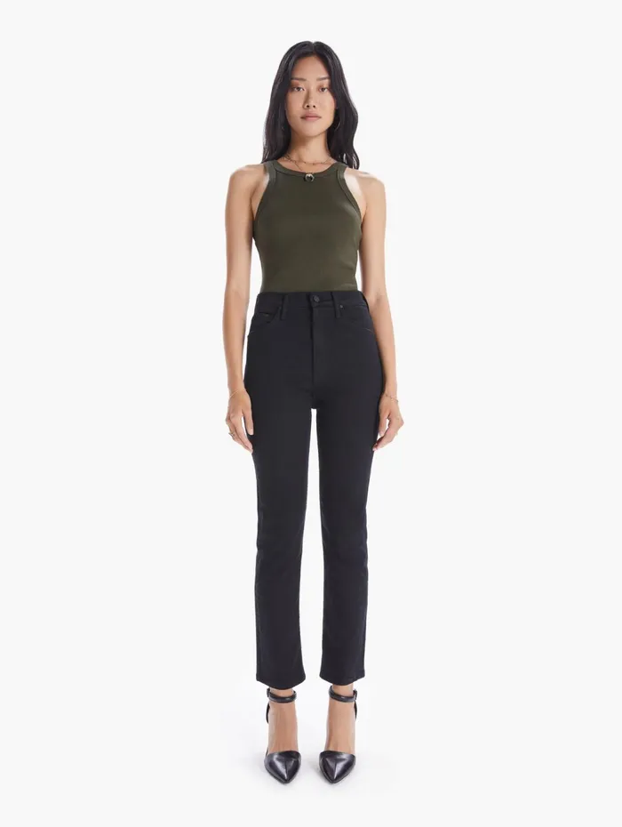 Women Ankle Mother Denim High Waisted Rider Ankle Black