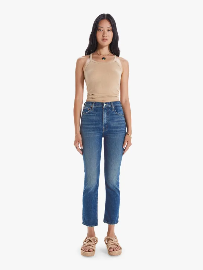 Women Ankle Mother Denim High Waisted Rider Ankle Medium Blue