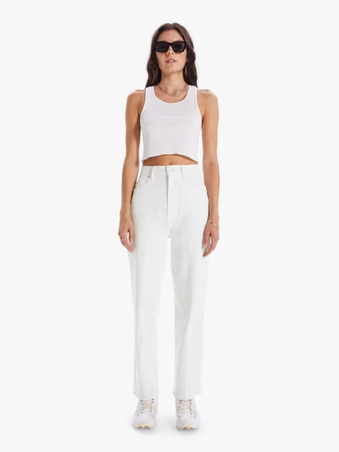 Women Ankle Mother Denim High Waisted Tunnel Vision Ankle White