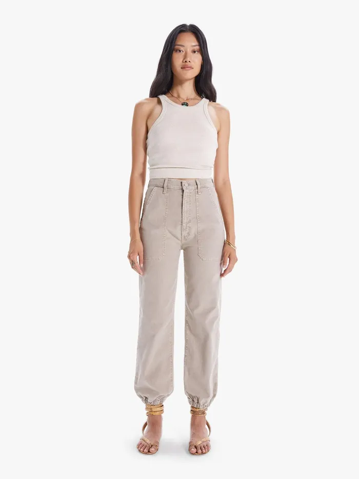Women Ankle Mother Denim The Wrapper Patch Springy Ankle Beigekhaki