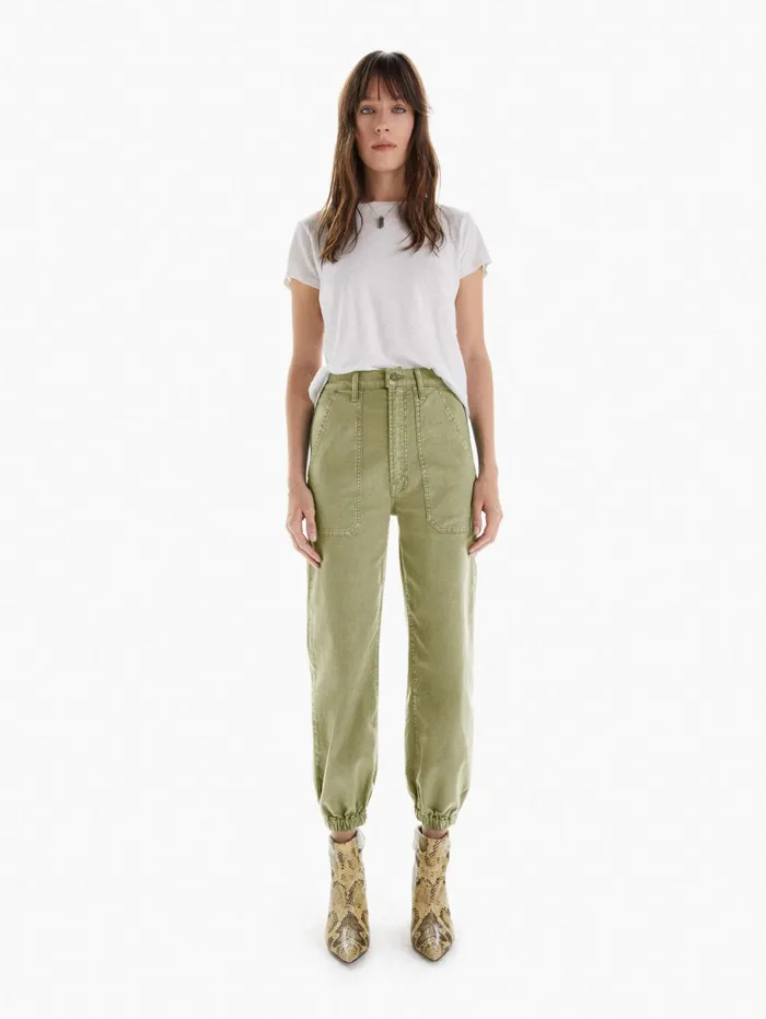 Women Ankle Mother Denim The Wrapper Patch Springy Ankle Medium Green