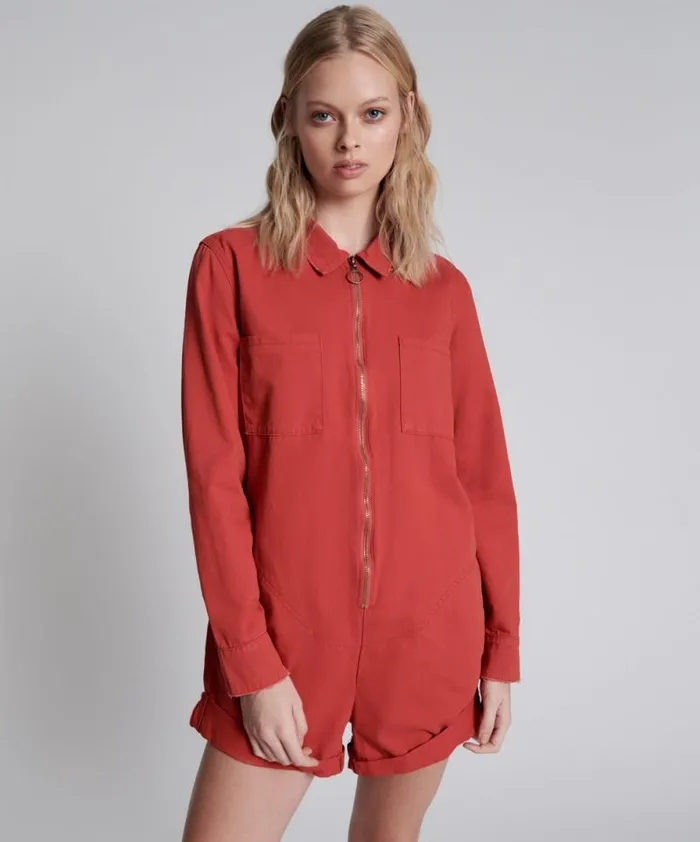 Women APPLE RED PROPHECY JUMPSUIT One Teaspoon Denim Jumpsuits
