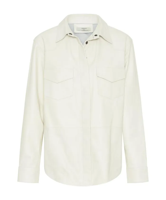Women ARIA LEATHER OVERSIZED SHACKET WHITE One Teaspoon Shirts Women ARIA LEATHER OVERSIZED SHACKET WHITE One Teaspoon Shirts