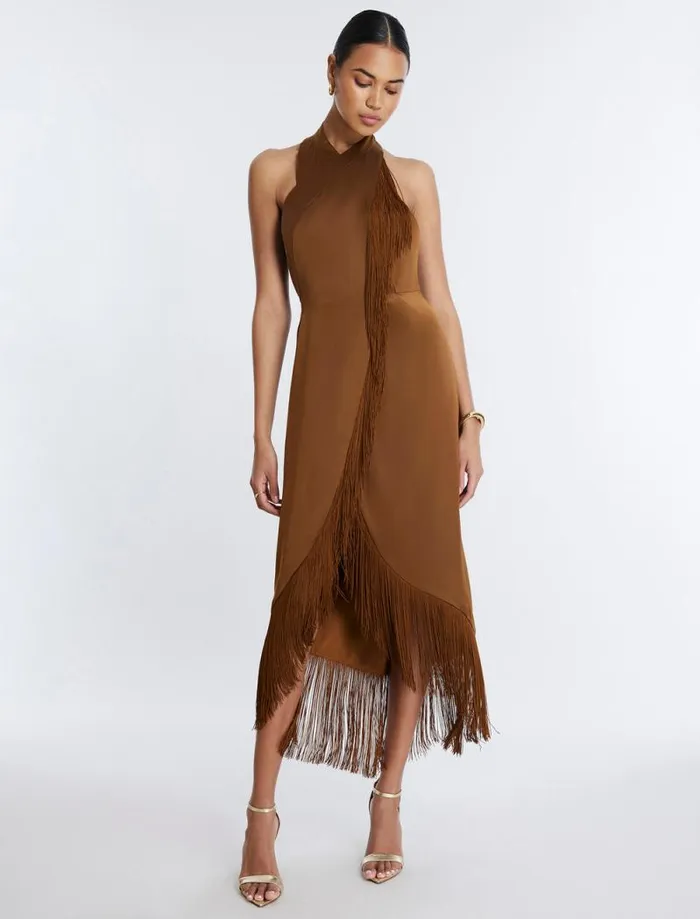 Women Arla Halter Fringe Dress Monks Robe BCBG Dresses Women Arla Halter Fringe Dress Monks Robe BCBG Dresses