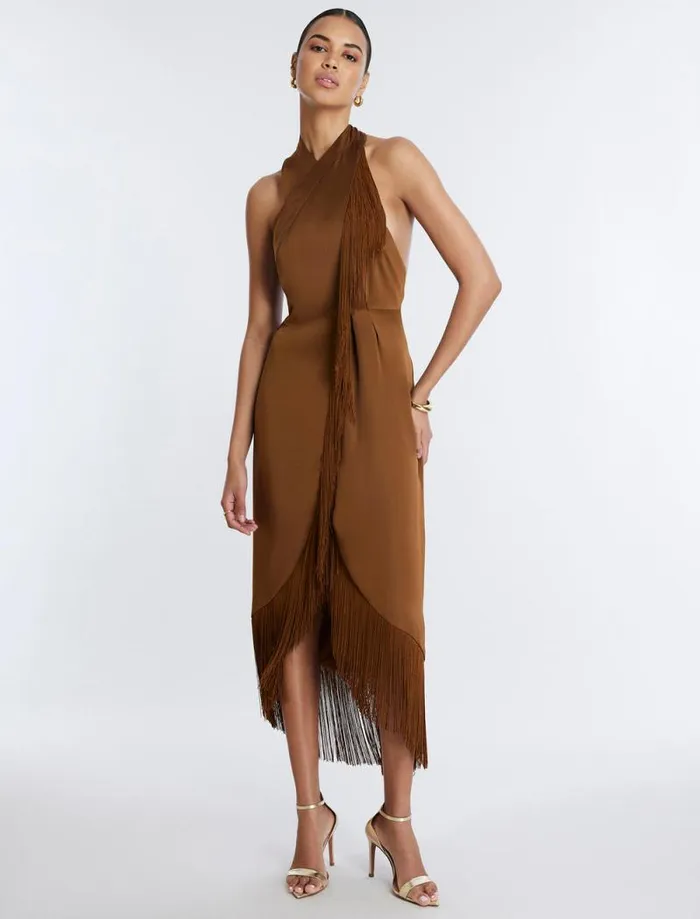 Women Arla Halter Fringe Dress Monks Robe BCBG Dresses Women Arla Halter Fringe Dress Monks Robe BCBG Dresses