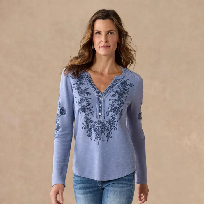 Women Artisan Floral Henley Petite Cherry Sundance Catalog Petite Styles Women Artisan Floral Henley Petite Cherry Sundance Catalog Petite Styles