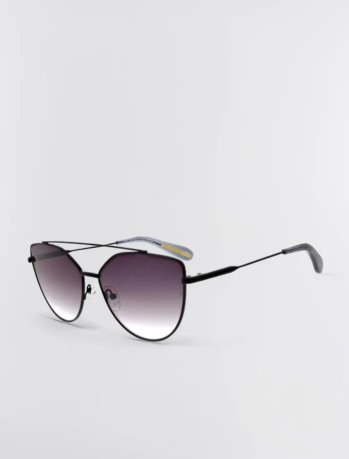 Women Aviator Hybrid Sunglasses Matte Blackdark Smoke BCBG Sunglasses