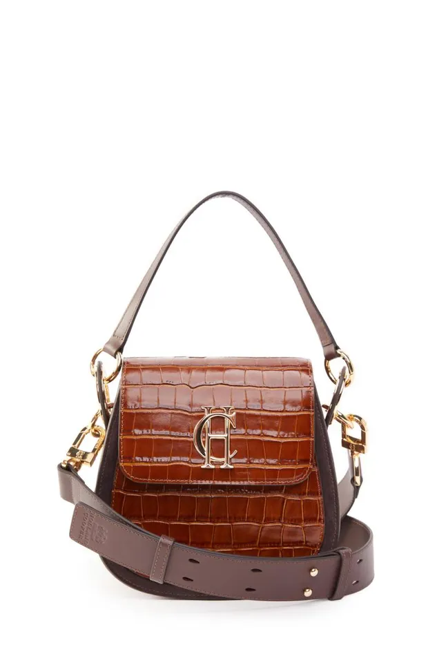 Women Bags Holland Cooper Chelsea Saddle Bag Tan Croc