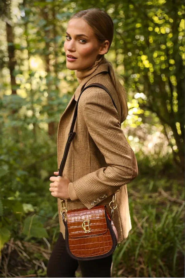 Women Bags Holland Cooper Chelsea Saddle Bag Tan Croc Women Bags Holland Cooper Chelsea Saddle Bag Tan Croc