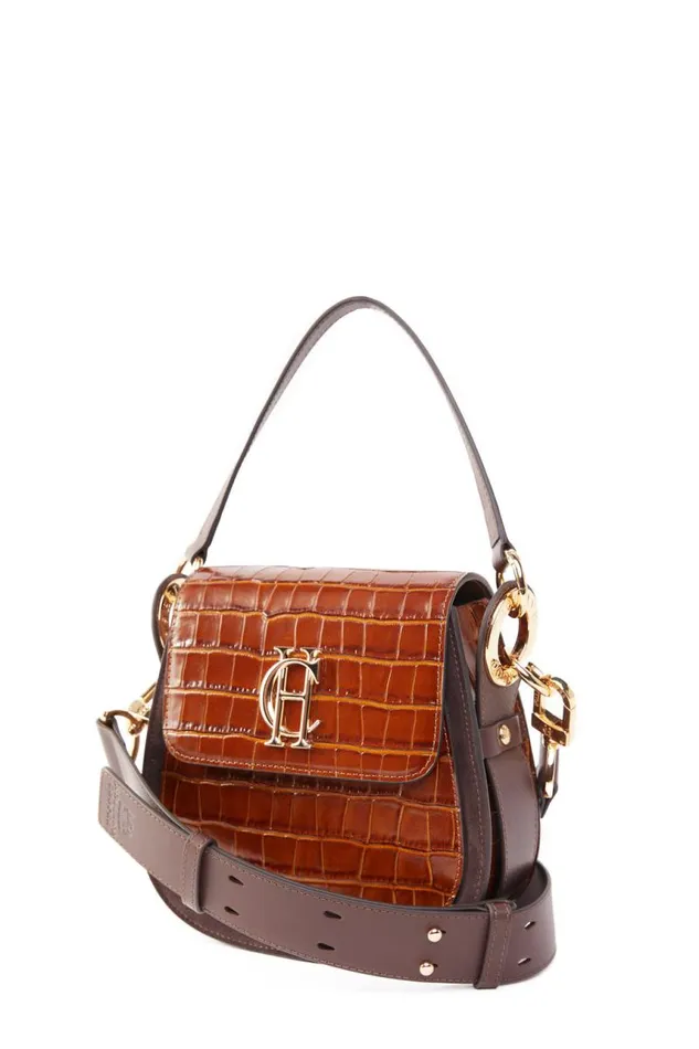 Women Bags Holland Cooper Chelsea Saddle Bag Tan Croc Women Bags Holland Cooper Chelsea Saddle Bag Tan Croc